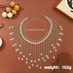 Golden Iron Coin Tassel Skirt Body Chains for Sexy Bikini, Golden, 770mm