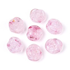 Бледно-Розовый Бусины лэмпворк , роза, розовый жемчуг, 10.5~12x12~13x6~6.5 мм, отверстие : 1.2~1.4 мм