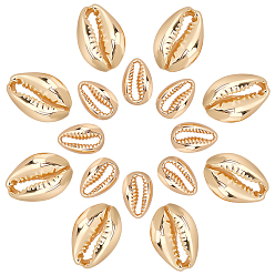 Real 18K Gold Plated 16Pcs 2 Style Brass Linking Rings, Cowrie Shell, Long-Lasting Plated, Real 18K Gold Plated, 8pcs/style
