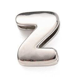 Letter Z Латунные бусины, долговечный, стойки покрытие, без свинца и без кадмия, платина, Письмо Z, 21x15x6.5 мм, отверстие : 18x4 мм