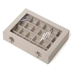 Бежевый Бархатные кольца ювелирные изделия ddisplay box, прямоугольные, бежевые, 20x15x4.5 см