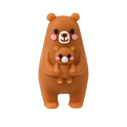 Медведь Силиконовые бусины на день матери, фокусные бусы, коричневые, медведь, 33x17x15 мм, отверстие : 2.5 мм