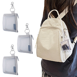 Светло-серый 3шт. прямоугольные нейлоновые сетчатые кошельки с застежкой-молнией, подвесные украшения, с поворотной застежкой из сплава, светло-серый, 215 мм