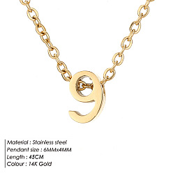 Number 304 подвески-цифры из нержавеющей стали, реальный 14 k позолоченный, число 9, 17.72 дюйм (45 см)