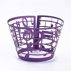 Purple Musical Note Cupcake Wrappers, Laser Cut Liner Artistic Baking Cup Wraps, for Wedding Party Birthday Decoration, Purple, 8.5x21.5x0.03cm