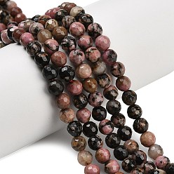 Родонит Природные родонит бисер нитей, граненые, круглые, 6 мм, отверстие : 0.9 мм, около 63~64 шт / нитка, 15.16~15.28'' (38.5~38.8 см)