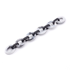 WhiteSmoke Imitation Gemstone Style & Opaque Spray Painted Acrylic Cable Chains, Quick Link Chains, WhiteSmoke, 24.5x18.5x4mm and 18.5x11.5x4.5mm, about 39.37 inch(1m)/strand