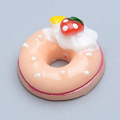 Mixed Color Resin Decoden Cabochons, Donut, Mixed Color, 18x9.5mm