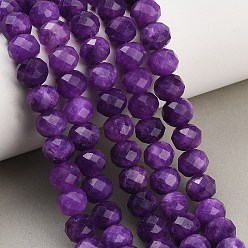 Indigo Rangs de perles de jade blanc naturel teintées et facettées, rondelle, indigo, 9.5~10x7.5~8.5mm, Trou: 1mm, Environ 47~50 pcs/chapelet, 14.76~15.16'' (37.5~38.5 cm)