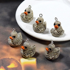 Морская Ракушка Подвески из непрозрачной смолы на Хэллоуин, талисман в виде скелета утки, с платиновыми железными петлями, цвет морской раковины, 21x16x18 мм, отверстие : 2 мм