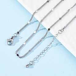 Платина Латунные цепочки панцирного плетения ожерелья для женщин, 304 из нержавеющей стали застежкой омар, стойки покрытие, без свинца и без кадмия, долговечный, платина, 17.68 дюйм (44.9 см)