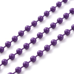 Purple Spray Painted Brass Ball Chains, with Spool, Soldered, Round, Purple, 2.5mm, 32.8 Feet(10m)/roll