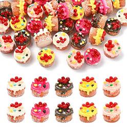 Mixed Color 40Pcs 5 Colors Resin Strawberry Cake Ornament, Micro Landscape Dollhouse Accessories, Pretending Prop Decorations, Mixed Color, 13.5~14.5x16.5~17.5mm, 8pcs/color