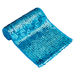 Темно-Голубой Ткань с двусторонними пайетками из полиэстера и ПЭТ, для выступления на сцене, глубокое синее небо, 21x0.35 см, 1 м / шт