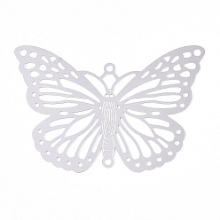 Нержавеющая Сталь Цвет 304 подвески из нержавеющей стали, ссылки бабочки, цвет нержавеющей стали, 35x50.5x0.3 мм, отверстие : 1.6 мм