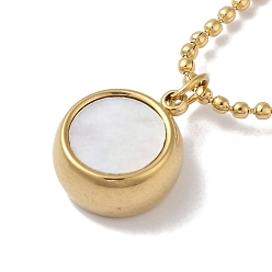 Real 18K Gold Plated 304 Stainless Steel Ball Chain Necklaces, Shell Pendant Necklaces, Flat Round with Bear Pattern, Real 18K Gold Plated, 16.42 inch(41.7cm)