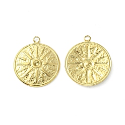 Real 14K Gold Plated 304 Stainless Steel Pendant Rhinestone Settings, Flat Round with Star, Real 14K Gold Plated, Fit for 1.2mm Rhinestone, 17.5x15.5x2mm, Hole: 1.5mm