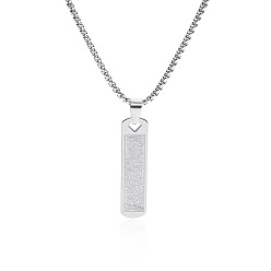 Нержавеющая Сталь Цвет 201 Подвеска в виде прямоугольного жетона из нержавеющей стали для мужчин., цвет нержавеющей стали, 23.62 дюйм (60 см), Кулон : 40x10 мм