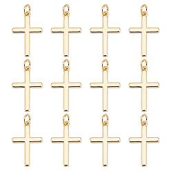 Настоящее золото 18K 12 латунные подвески шт., крест прелести, с целью перехода в кольце, реальный 18 k позолоченный, 16.5x11x2 мм