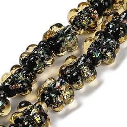 Темно-Золотистый Нити стеклянных бусин из дихроичной фольги ручной работы, слива, темные золотарник, 13.5~14x14~15x8~9 мм, отверстие : 1.6 мм, около 33 шт / нитка, 15.24'' (38.7 см)