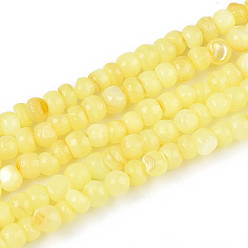Желтый Натуральные пресноводные окрашенные бусы из ракушек, рондель, желтые, 2~3.5x1~3 мм, отверстие : 0.8 мм, около 162~169 шт / нитка, 14.96~15.35'' (38~39 см)