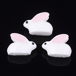 White Bunny Resin Cabochons, Rabbit, White, 12x17x7.5mm