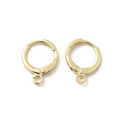 Настоящее золото 18K Латунные серьги-обручи, с горизонтальными петлями, долговечный, без свинца и без кадмия, реальный 18 k позолоченный, 12 датчик, 14.7x11.7x2 мм, отверстие : 1.8 мм