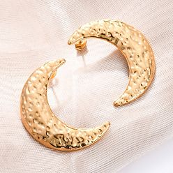 Золотой 304 серьги-гвоздики из нержавеющей стали для женщин, луна, слева и справа, золотые, 32x23 мм