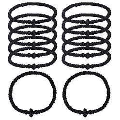 Черный 12Регулируемые полиэстерные плетеные браслеты из бусин для мужчин и женщин, крестик, чёрные, внутренний диаметр: 1-1/2 дюйм (3.9 см)