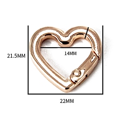 Light Gold Легкосплавные пружинные кольца, сердце, золотой свет, 21.5x22x3.3 мм, отверстие : 14 мм