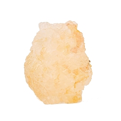 Yellow Hematoid Quartz Figura de búho tallada en cuarzo hematoide amarillo natural, Adorno para la decoración del escritorio de la oficina en casa, 26~29x24~26x26~28 mm