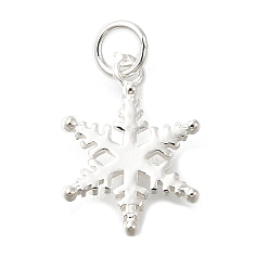Снежинка 925 стерлингов серебряные подвески, с соединительным кольцом и 925 штампом, серебро , снежинка, 15.5x9.5x1 мм, отверстие : 2.5 мм