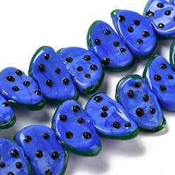 Синий Бусы лэмпворк ручной работы, фрукты, синие, 10x18.5x5 мм, отверстие : 1.6 мм, около 25 шт / нитка, 9.76 дюйм (24.8 см)