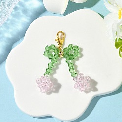 Pink Подвески из австрийского хрусталя с имитацией вишневого стекла, Сплав с застежками когтя омара, розовые, 43 мм