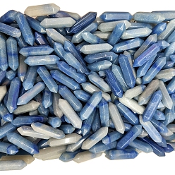 Синий Авантюрин Окрашенные и нагретые натуральные лечебные камни авантюрин синего цвета, камень в форме пули с двойными концами, для балансировки рейки, 32x8 мм