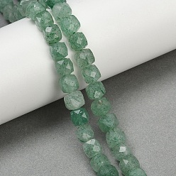 Клубничный Кварц Натуральный зеленый клубника кварц бисер нити, граненые, кубические, 6.5~7.5x6.5~7.5x6.5~7.5 мм, отверстие : 1 мм, около 56 шт / нитка, 15.55'' (39.5 см)