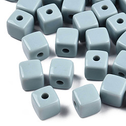 Aqua Opaque Acrylic Beads, Cube, Aqua, 12.5x12.5x12.5mm, Hole: 3.5mm, about 263pcs/500g