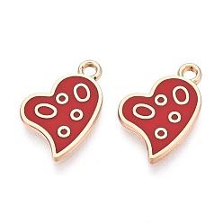 (123L) Белый крем непрозрачный блеск Подвески из эмали и сплава, стойки покрытие, сердце прелести, золотые, огнеупорный кирпич, 17x11x1 мм, отверстие : 1.6 мм