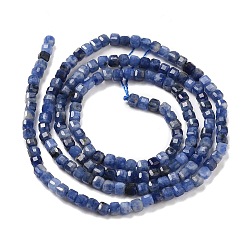 Sodalite Natural Sodalite Beads Strands, Cube, Faceted, Grade AA, 2x2x2mm, Hole: 0.5mm, about 166pcs/strand, 15.35''(39cm)
