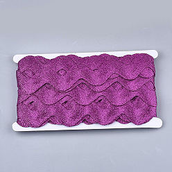 Medium Violet Red Polyester Ribbons, Wave Shape, Medium Violet Red, 1-1/2 inch(38mm)~1-5/8 inch(40mm), 10Yard/card