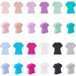 (52) Непрозрачная лаванда 24 шт. 12 цветные экологически чистые силиконовые шарики для пищевых продуктов, женская одежда медсестры, разноцветные, 25x22x8 мм, отверстие : 2.5 мм, 2 шт / цвет