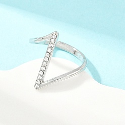 Stainless Steel Color 304 Stainless Steel Rhinestone Finger Rings for Women, Stainless Steel Color, 21mm, US Size 7 1/4(17.5mm)