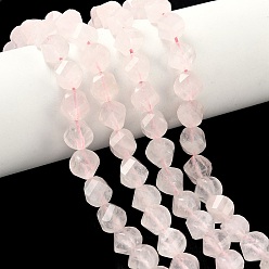 Розовый Кварц Природного розового кварца нитей бисера, граненые, твист, 10~10.5x9.5~10.5x9.5~10.5 мм, отверстие : 1 мм, около 38~40 шт / нитка, 14.96~15.35'' (38~39 см)