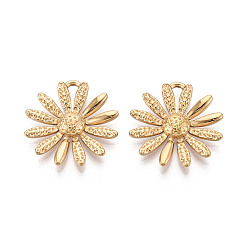 Настоящее золото 18K 304 подвески-ромашки из нержавеющей стали, ионное покрытие (ip), реальный 18 k позолоченный, 24x22.5x3 мм, отверстие : 2x3 мм