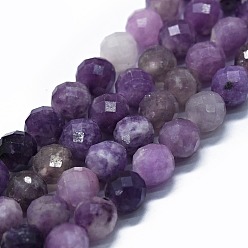 Lépidolite Lépidolite naturelle / mica mauve perles de rocaille, à facettes (64 facettes), ronde, 6mm, Trou: 0.8mm, Environ 62~67 pcs/chapelet, 15.16~15.55 pouce (38.5~39.5 cm)