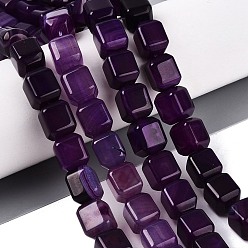 Agate Naturelle Naturelles violet agate perles brins, cuboïde, teints et chauffée, 10~12x9~10x9~10mm, Trou: 0.6~0.9mm, Environ 32~36 pcs/chapelet, 14.37~16.34 (36.5~41.5 cm)