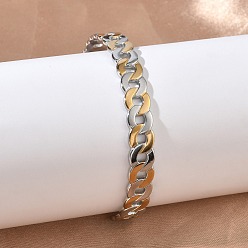 Золотой & Цвет Нержавеющей Стали 304 из нержавеющей стали манжеты браслеты, браслеты-цепочки для женщин, ионное покрытие (ip), долговечный, золотые и нержавеющая сталь цвет, внутренний диаметр: 2.38x2.09 дюйм (6.05x5.3 см)