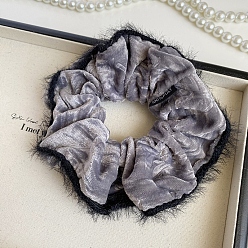 Сланцево-синий Бархатные резинки для волос, синевато-серый, 130 мм