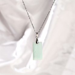 Flower Amazonite Прямоугольные ожерелья с подвеской из натурального цветка амазонита, ожерелья из нержавеющей стали для женщин, 17.72 дюйм (45 см)