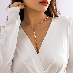 Золотой Латунные цепи-змеи, ожерелья-лариаты, длинное украшение с кисточкой для женщин, золотые, 15.75 дюйм (40 см)